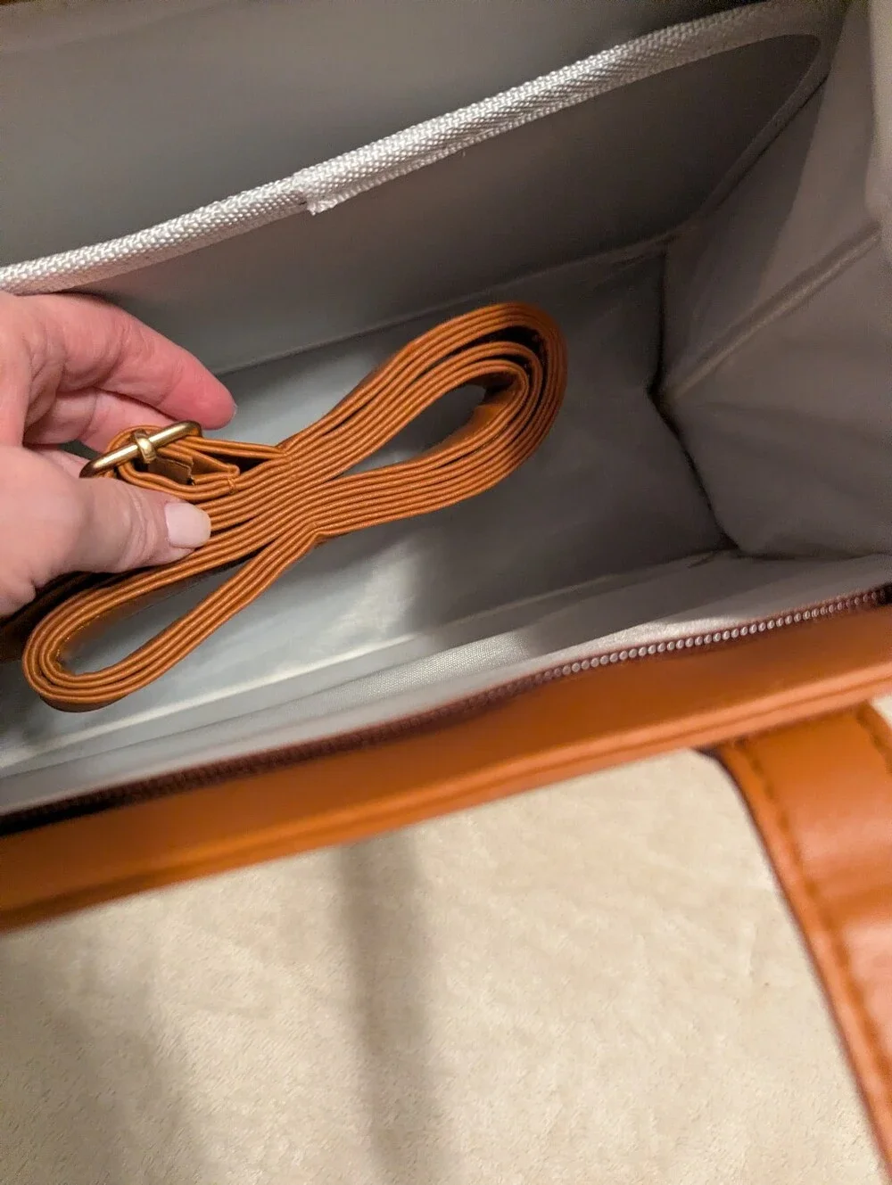 Pet Two-Tone White and Tan Tote Bag